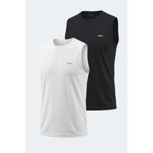Slazenger Hazzar I 2 Li Set Erkek  Beyaz - Siyah Tişört