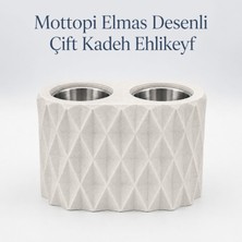Mottopi Ehlikeyf Mermer Renk Elmas Desenli,2 Kadeh Yuvalı,Metal İç Hazneli,Termojelli Soğutucu
