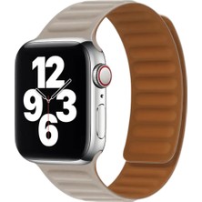 Piili Apple Watch 38 - 40 - 41 mm Manyetik Silikon Kayış Bej Apple Watch Kayışı – Bej