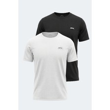 Slazenger Hardflex 2 Li Set Erkek  Beyaz - Siyah Tişört