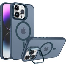Piili iPhone 15 Metal Bracket Magsafe Mat Kılıf – Lacivert