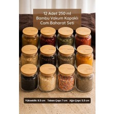 Bambum Zone 12'li Cam Baharatlık Seti 250 ml - Bambu Vakum Kapaklı Mutfak Erzak Saklama Kabı ve Baharat Takımı