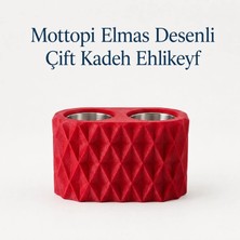 Mottopi Ehlikeyf Kırmızı Elmas Desenli,2 Kadeh Yuvalı,Metal İç Hazneli,Termojelli Soğutucu