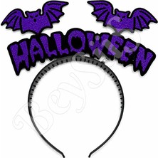 BeySüS Cadılar Bayramı Halloween Yazılı Yarasalı Sallanan Taç Mor