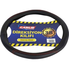 Nettedarikcisi Carub Geçmeli Direksiyon Kılıfı Siyah (Kırmızı Dikişli) 38 cm BR1841930