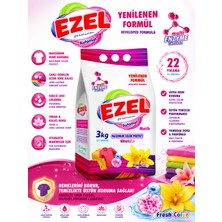 Ezel Premium Matik Toz Çamaşır Deterjanı 3 kg – Renkliler Için Renk Koruyucu, Güçlü Leke Çıkarma, Ferah Koku – 22 Yıkama