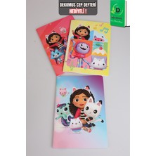 Gabby's Dollhouse x Dekomus Lisanslı Gabby’s Dollhouse Çizgili Stickerli Defter 40 Yaprak Tek Adet "Dekomus Cep Defteri Hediyeli"