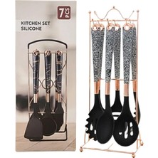 Akıllı Bayi 7 Parça Stantlı Beyaz Silikon Mutfak Seti Aby