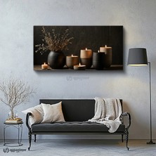 Oppanimor Yatay Panoramik Kanvas Tablo Seramik Vazo ve Kurutulmuş Bitkiler Dekoratif Ev Ofis Duvar Dekoru