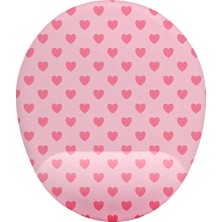 İyi Fikirler Pembe Kalp Desenli Bilek Destekli Mouse Pad Fare Altlığı