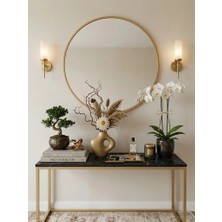 Ersan Dizayn Gold Metal Çerçeveli Yuvarlak Ayna 70 cm