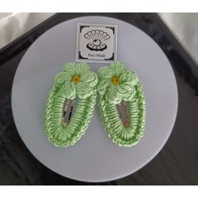 İnci Mode Amigurumi Örgü 2 Adet Çıtçıt Toka Açık Yeşil Tek Ebat