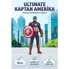 Farbu Oyuncak Ultimate Kaptan Amerika Detaylı Koleksiyon Figürü 16 cm Işıklı ve Hareketli Eklemli Figür Oyuncak