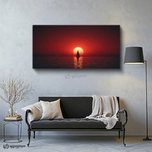 Oppanimor Yatay Panoramik Kanvas Tablo Deniz Yelkenli Manzara Tablosu Ev Ofis Duvar Dekoru