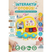 Craftivio Eğitici Müzikli Interaktif Bebek Otobüsü - Işıklı Sesli Hayvanlı Piyano Oyuncak - 6+ Ay