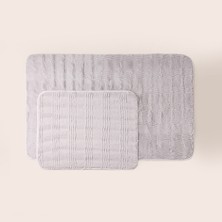 Evidea Soft Rems Rabbit Post 2'li Banyo Paspası - Gri - 50X60 cm + 60X100 cm