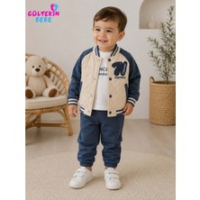 Gültekin Bebe Donino Baby N Nakışlı Erkek Ceketli Erkek Üçlü Takım 9-24 Aylık -BA465538426 - Mavi