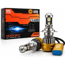 OtoÇizgi H4 A90 LED Xenon 55W 8200LM Optik Lensli 6500K Beyaz Işık Far Ampulü