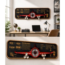 Biton Toptan 3D Metal Uçak Duvar Saati 78X21 cm Havacılık Temalı Dekoratif Duvar Tablosu Lüx Ev Ofis Hediyelik