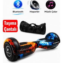 RYDER STAR Elektrikli Kaykay Hoverboard 6.5 Inch Taşıma Çantalı Bluetooth Hoparlörlü Akıllı Denge - Rs-S5 Apato Grafiti