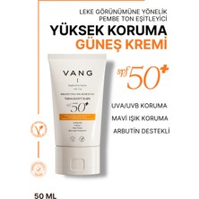 Vang Pembe Renkli Yüz Güneş Kremi, SPF 50+, Leke Karşıtı & Ton Eşitleyici, Yeni Nesil Filtreli, Yüksek Koruma, Tüm Cilt Tipleri, 50 ml