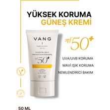 Vang Nemlendirici Etkili Yüz Güneş Kremi SPF 50+, UVA/UVB Yüksek Koruma, Mavi Işık Koruma, Tüm Cilt Tipleri İçin, 50 ml