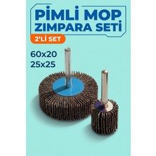 Azimli 60X20 + 25X25 mm Pimli Mop Zımpara Seti 2 Adet Matkap Ucu Çapak Alma Zımparası
