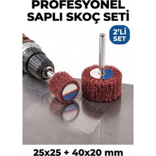 Azimli 25X25 + 40X20 mm Saplı Skoç Seti 2 Adet Matkap Ucu Temizleme ve Parlatma Mopu