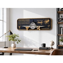 Biton Toptan 3D Metal Uçak Duvar Saati 78X21 cm Havacılık Temalı Dekoratif Duvar Tablosu Lüx Hediyelik Gri