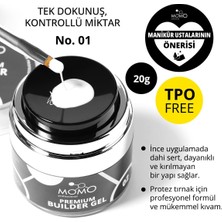 Momo Professional Premium Builder Gel, Pompalı Protez Tırnak Jeli No.02, Beyaz, 20 G