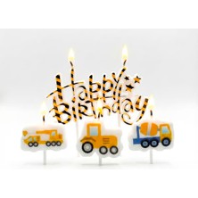 Partyplus Inşaat Happy Birthday 4 Lü Mum Seti