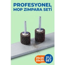 Azimli 25X25 + 25X30 mm Saplı Mop Zımpara Seti 2 Adet Matkap Ucu Çapak Alma Zımparası