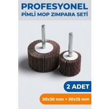 Azimli 50X30 + 30X25 mm Pimli Mop Zımpara Seti 2 Adet Matkap Ucu Çapak Alma Zımparası