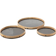 Laromita Decoration Rattan Detaylı Metal Tepsi / L