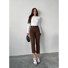 Blue Marlin Yüksek Bel Gabardin Kumaş Mom Kadın Pantolon