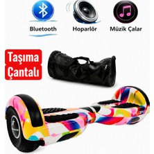 RYDER STAR Elektrikli Kaykay Hoverboard 6.5 Inch Taşıma Çantalı Bluetooth Hoparlörlü Akıllı Dengeli - Rs-S5 Rainbow Mix Grafiti