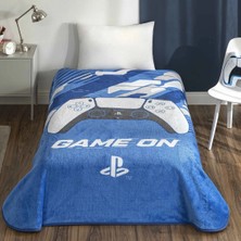 Taç Lisanslı Tek Kişilik Çocuk Battaniye (160X220)-PLAYSTATION Mavi