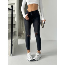 Blue Marlin Yüksek Bel Küçük Kalıp Skinny Fit Likralı Dar Paça Kadın Kot Pantolon