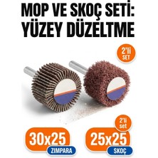 Azimli 30X25 Zımpara + 25X25 mm Skoç Seti 2 Adet Matkap Ucu Yüzey Düzeltme Mopu