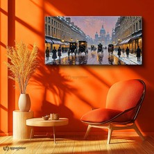 Oppanimor Yatay Panoramik Kanvas Tablo Paris Sokakları Şehir Mimari Tablo Ev Ofis Duvar Dekoru