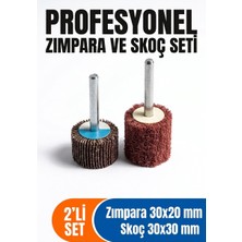 Azimli 30X20 Zımpara + 30X30 mm Skoç Seti 2 Adet Matkap Ucu Temizleme ve Parlatma Mopu