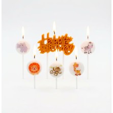 Partyplus Safari Happy Birthday 6 Lı Mum Seti