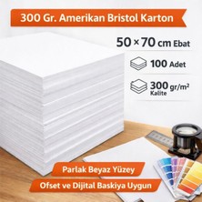Orbak Kağıtçılık 300 Gr. Amerikan Bristol Kağıt Karton 50X70 100 Adet (10,5 Kg)