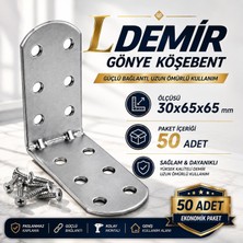 Nzb (50 Adet) Oval Başlı L Demir Gönye 30X65X65 mm Vida Dahil Dayanıklı Metal Köşe Bağlantı Aparatı