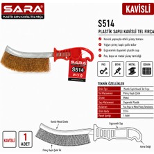 Sara S514 Plastik Saplı Kavisli Tel Fırça – Pas, Boya ve Metal Yüzey Temizleme Fırçası
