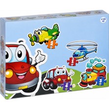 Miss Mojo LCBYB00 Kids Baby Puzzles - Taşıtlar / 2+2+3+4 Parça Puzzle / +1 Yaş