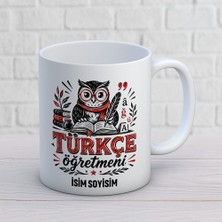 Ajans 313 AJANS313 Bilge Baykuş Tasarımlı Türkçe Öğretmeni Kupa Bardak - Isme Özel Maskot Hediye