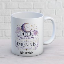 Ajans 313 AJANS313 Kişiye Özel Dilek Tuttum Gerisi Evrenin Işi Kupa Bardak - Mistik Ay ve Yıldız Tasarımlı Hediye