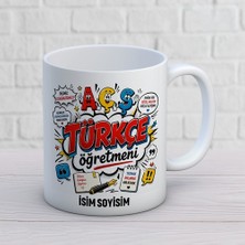 Ajans 313 AJANS313 Kişiye Özel Çizgi Roman Tasarımlı Türkçe Öğretmeni Kupa Bardak - Eğlenceli Isme Özel Hediye