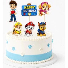 6’lı Paw Patrol Temalı Pasta Kürdanı Happy Birthday Köpek Devriyesi Pasta Süsü